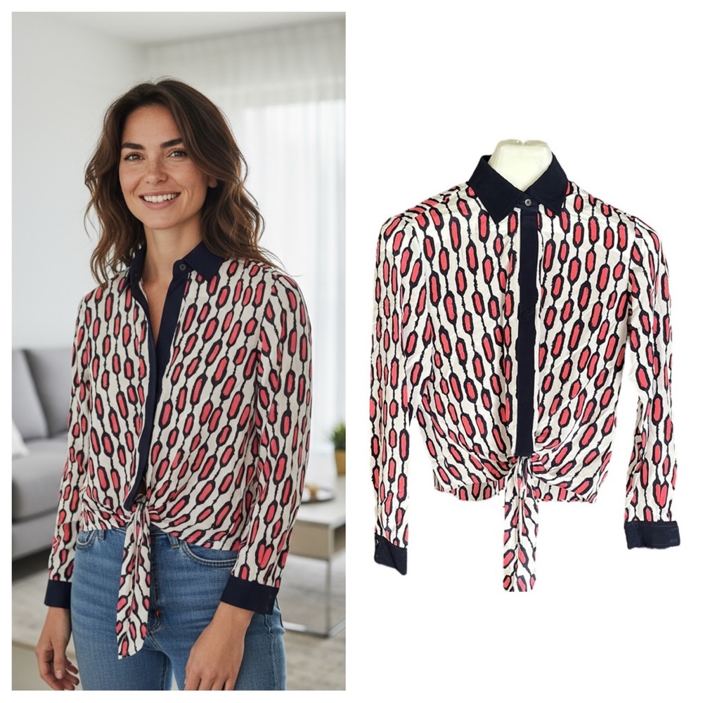 Trina Turk silk tie waist blouse